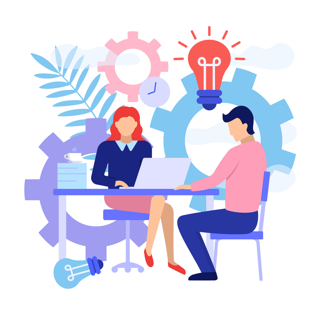 Brainstorm concept Flat style design of job interview - Pionieri del Tech